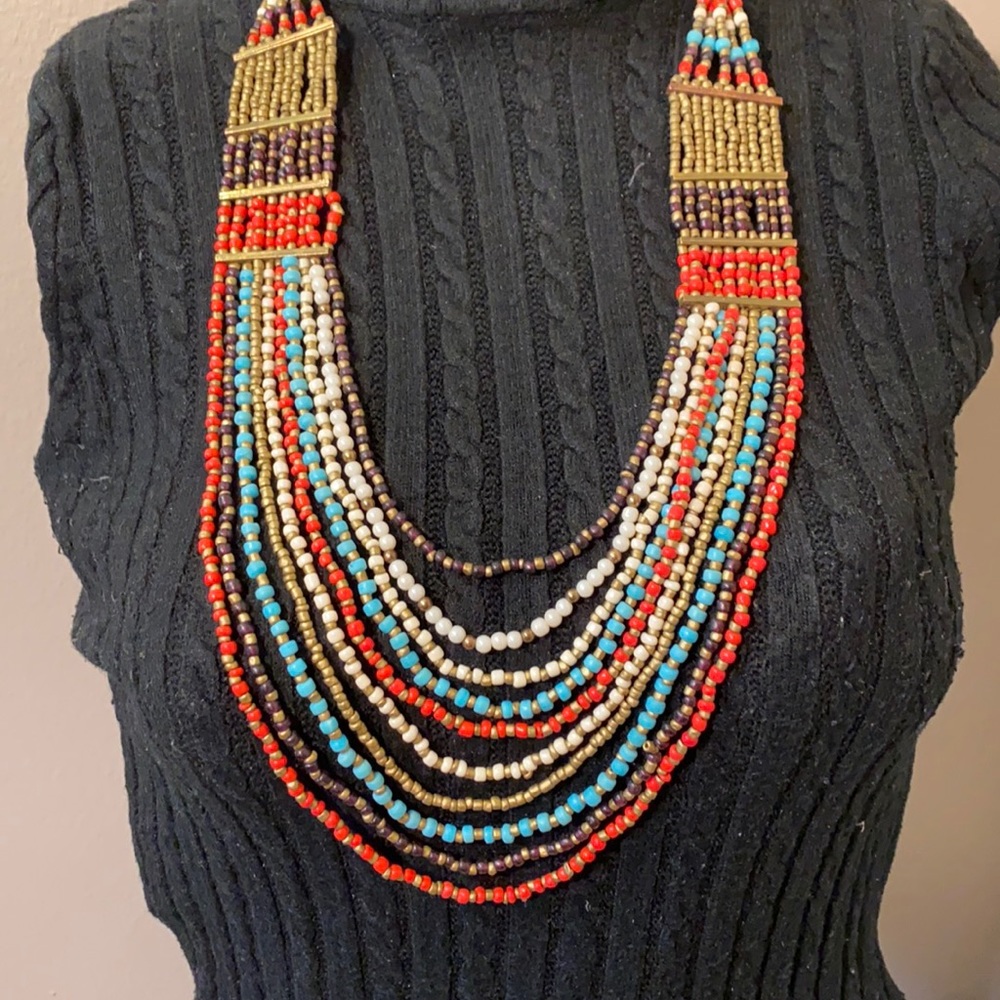 BEADED MULTI COLOR NECKLACE HANDCRAFTED JEWELRY